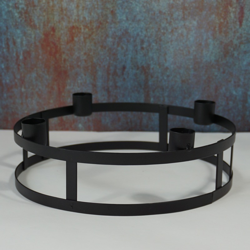 schwarzer Adventskranz aus Metall (Ø25cm)