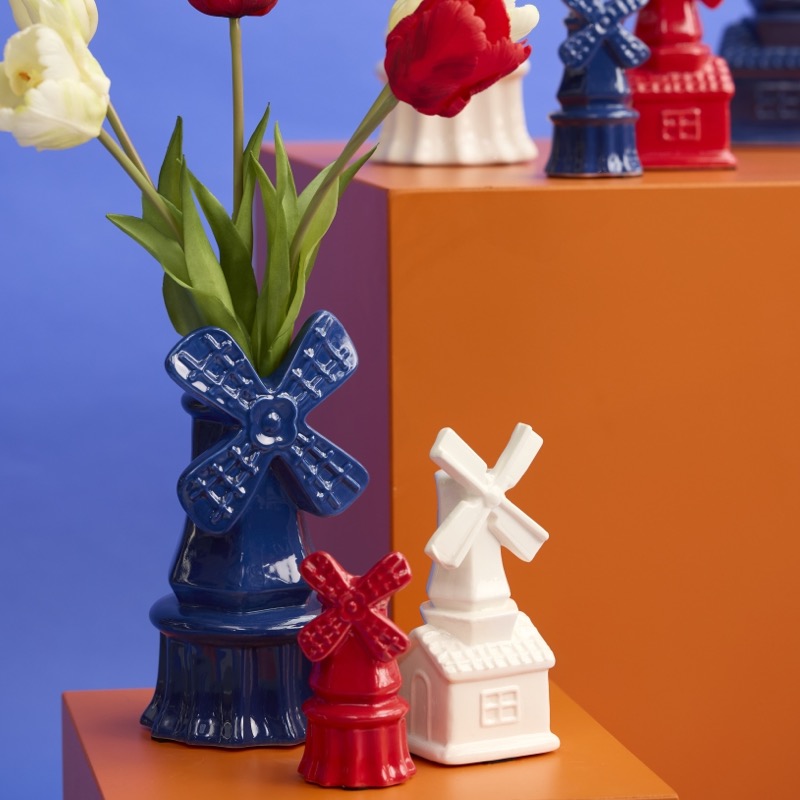 Keramik-Vase „Holland Windmühle“ – in Blau, Rot oder Weiß