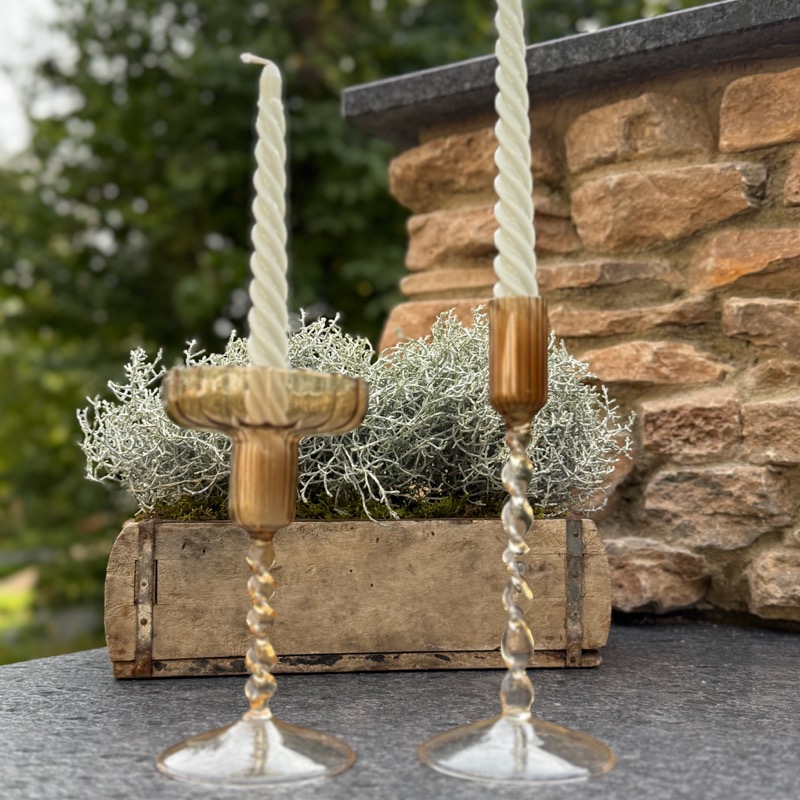 Kerzenständer aus Glas – mit gedrehtem Stiel Kombi