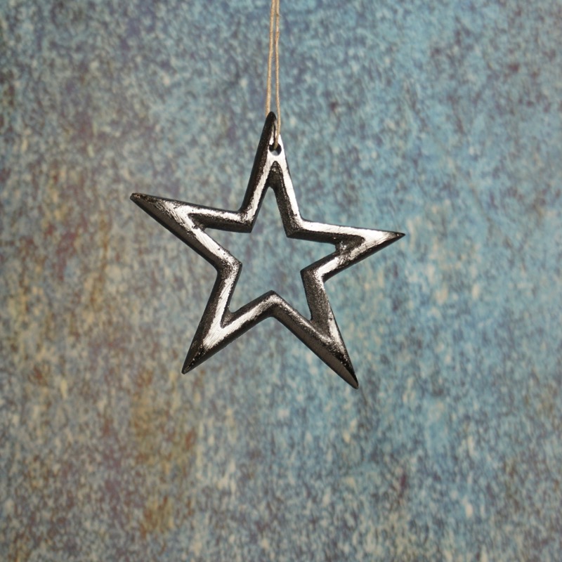 Alu Stern zum Hängen (Ø9,5cm/schwarz)