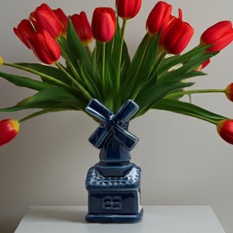 Windmuehlenvase,blau, klein, eckig