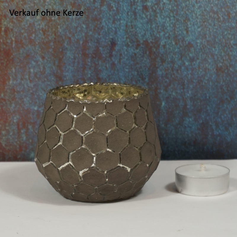 schönes Windlicht -Amaya- Taupe (8cm)