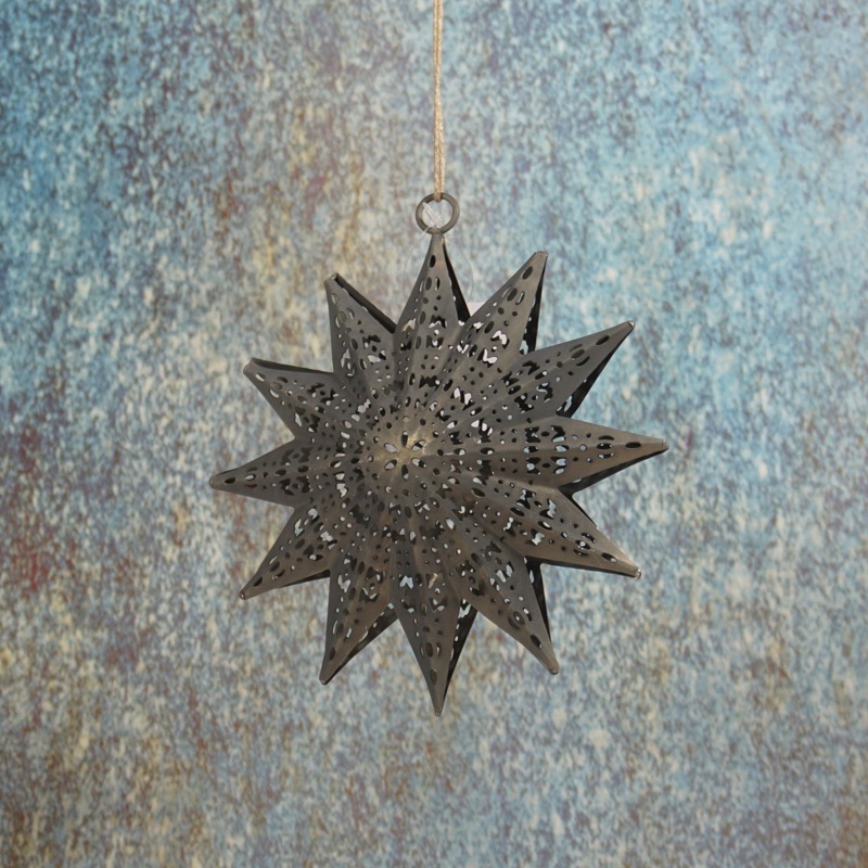 Metall Stern zum Hängen (Ø15cm/grau)