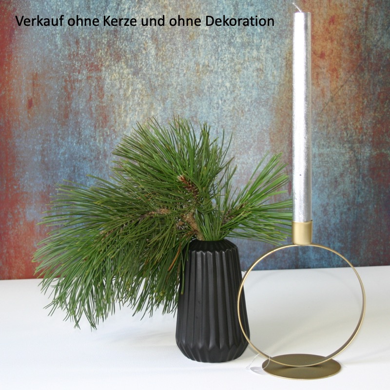 runder, goldfarbener Kerzenhalter (21cm)
