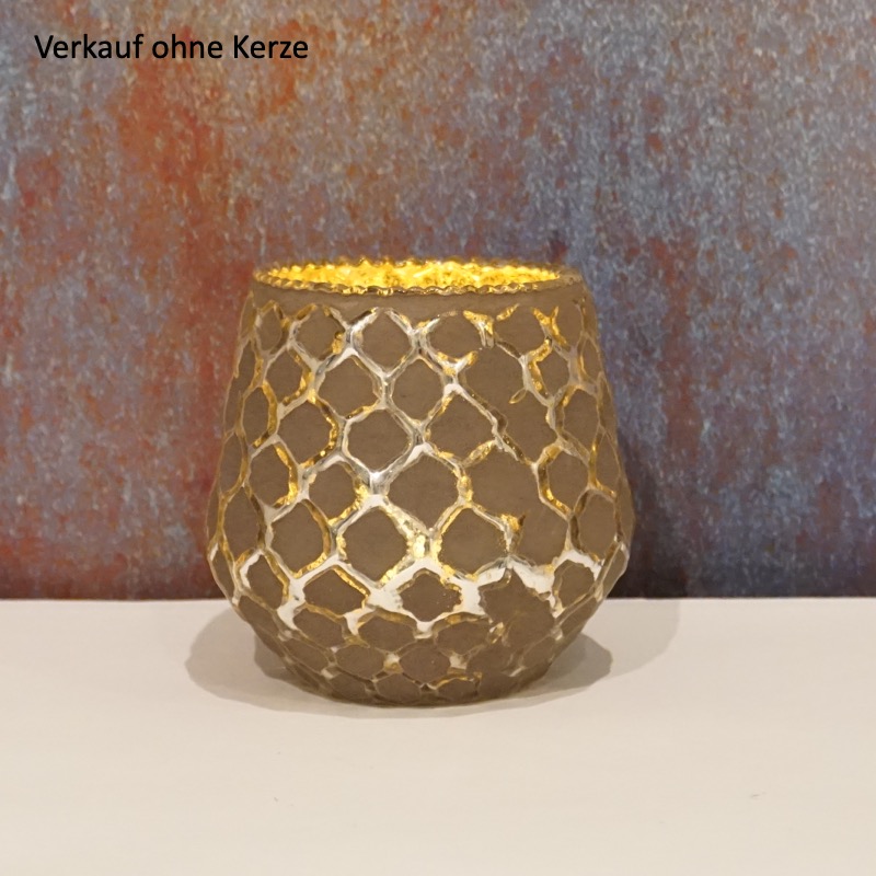 schönes Windlicht -Amaya- Taupe (10cm)