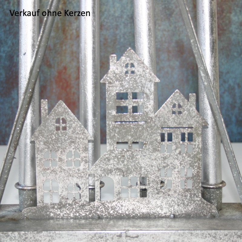 silberfarbener Kerzenständer -Haus- (44cm)