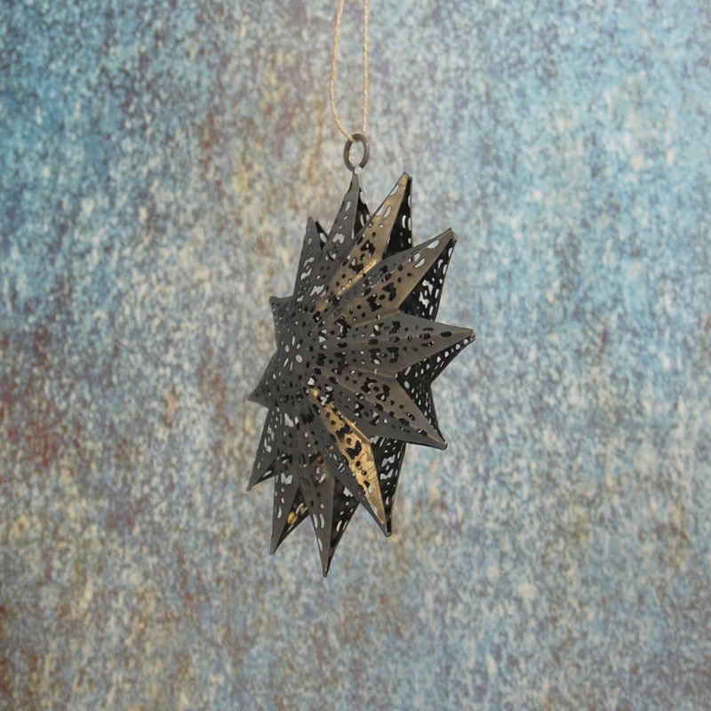 Metall Stern zum Hängen (Ø15cm/grau)