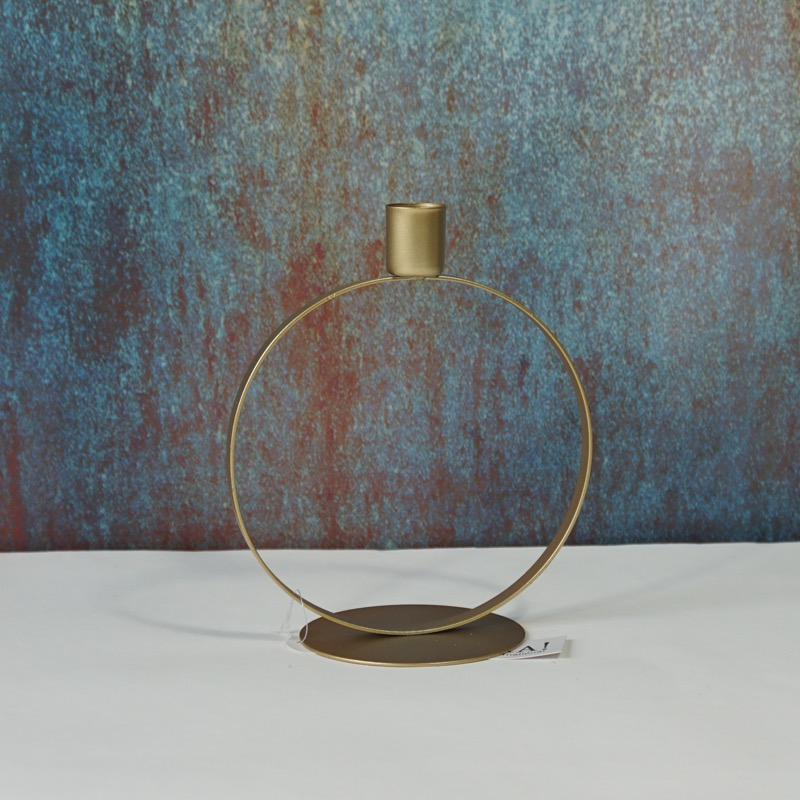 runder, goldfarbener Kerzenhalter (21cm)