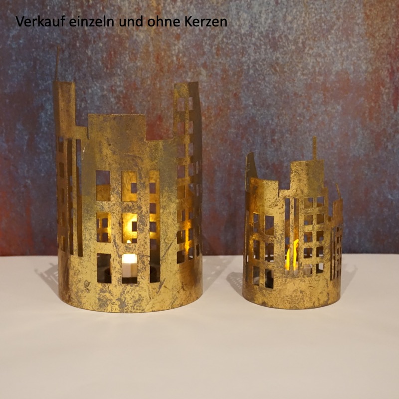 rundes Windlicht in Rost-Optik (15,5cm)