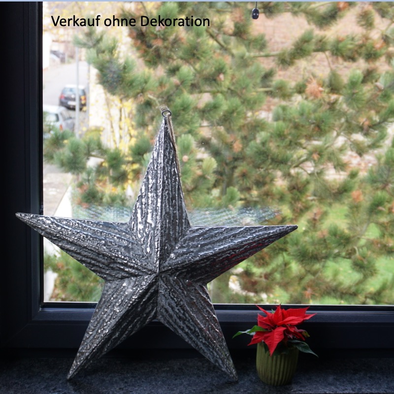 großer silberfarbener Metallstern (60cm)
