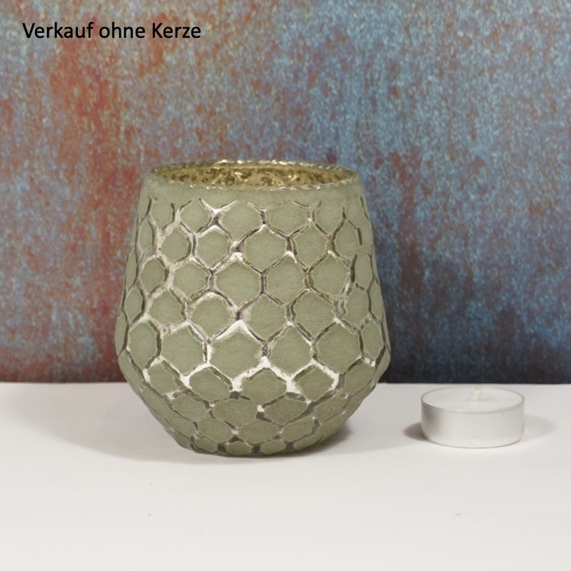 schönes Windlicht -Amaya- Salbei (10cm)