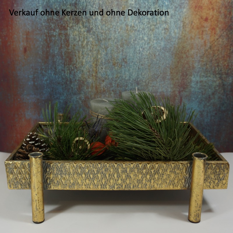 eckiger, goldfarbener Kerzenhalter (41,5cm)