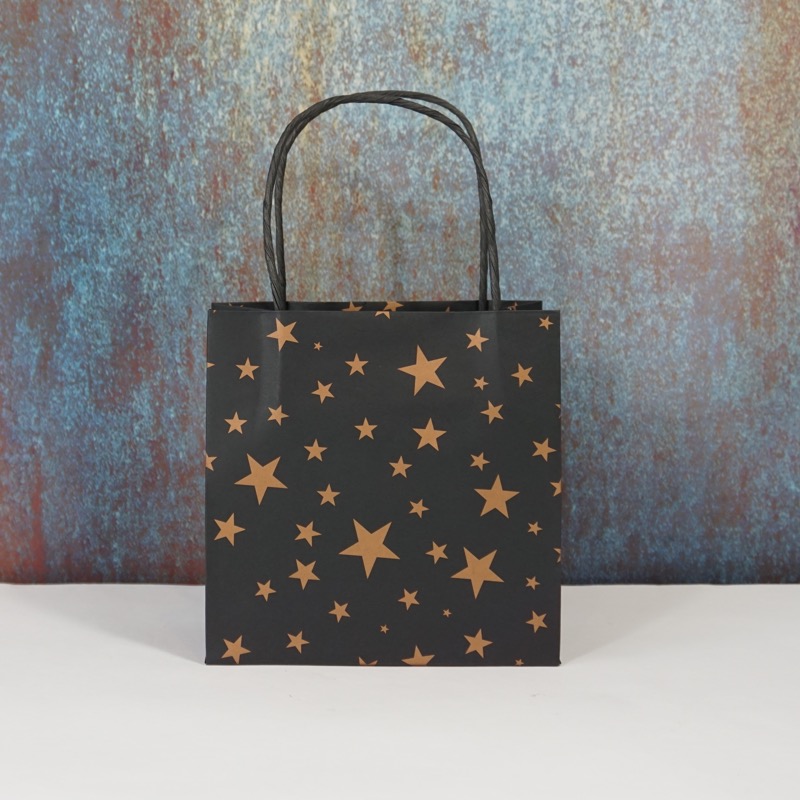 praktische Geschenktüte (Sterndekor, schwarz)