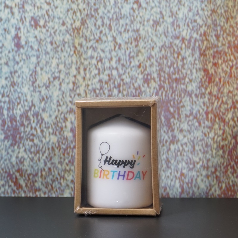 Stumpenkerze "Happy Birthday"