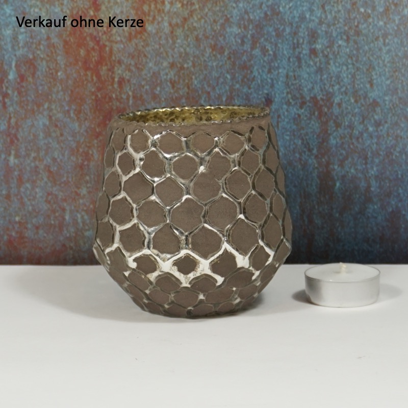 schönes Windlicht -Amaya- Taupe (10cm)