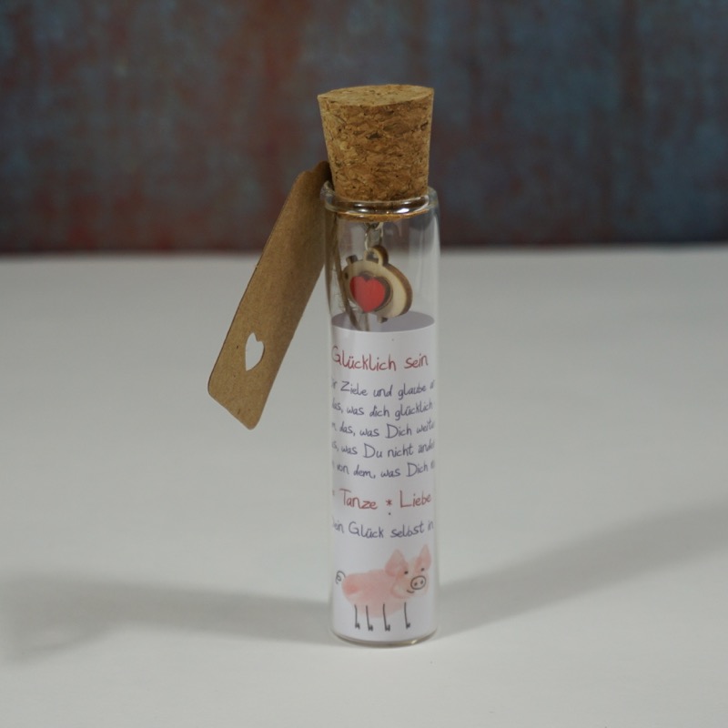 Reagenzglas für Geldgeschenke (Glücklich sein)