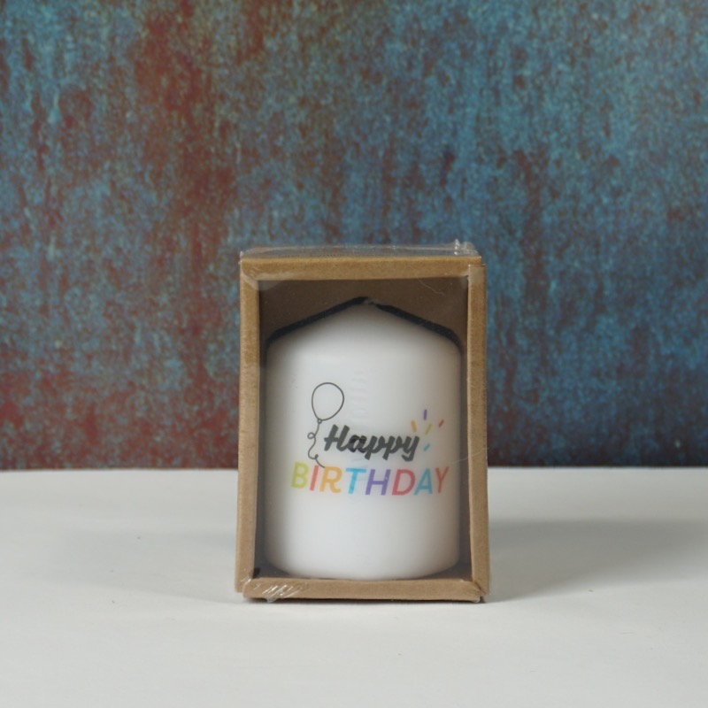 Stumpenkerze "Happy Birthday"