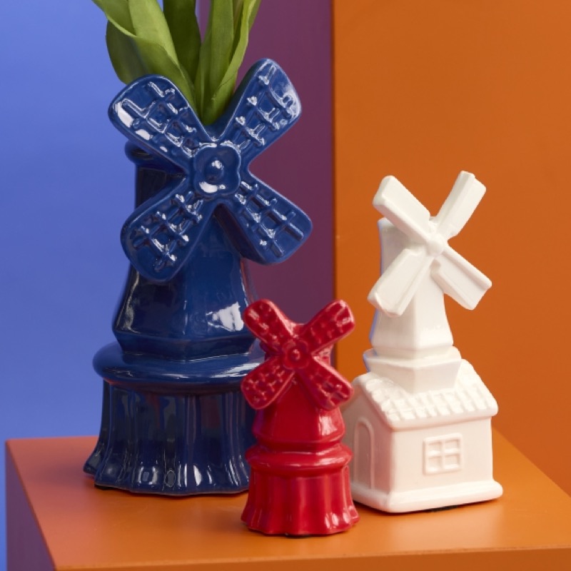 Keramik-Vase „Holland Windmühle“ – in Blau, Rot oder Weiß