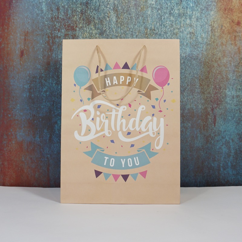 Happy Birthday Geschenktüte (Wimpel, 34cm)