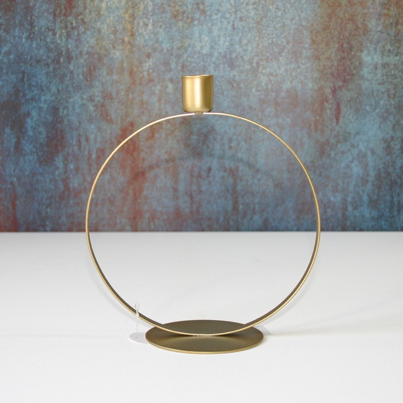 runder, goldfarbener Kerzenhalter (21cm)