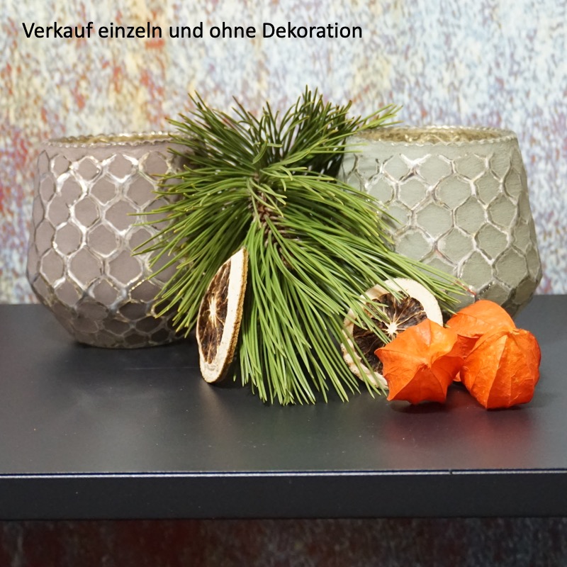 schöne Windlichter -Amaya- Salbei+Taupe (10cm)