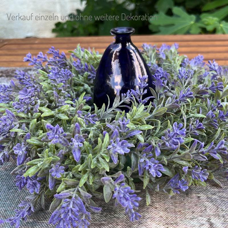 Glasvase (12cm) mit Lavendelkranz