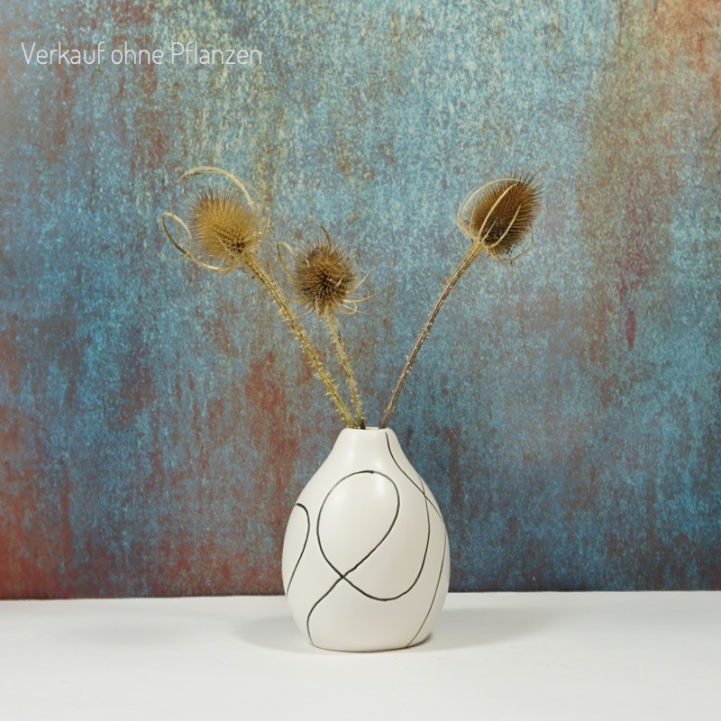 Vase aus Keramik mit feinen Linien (12cm)