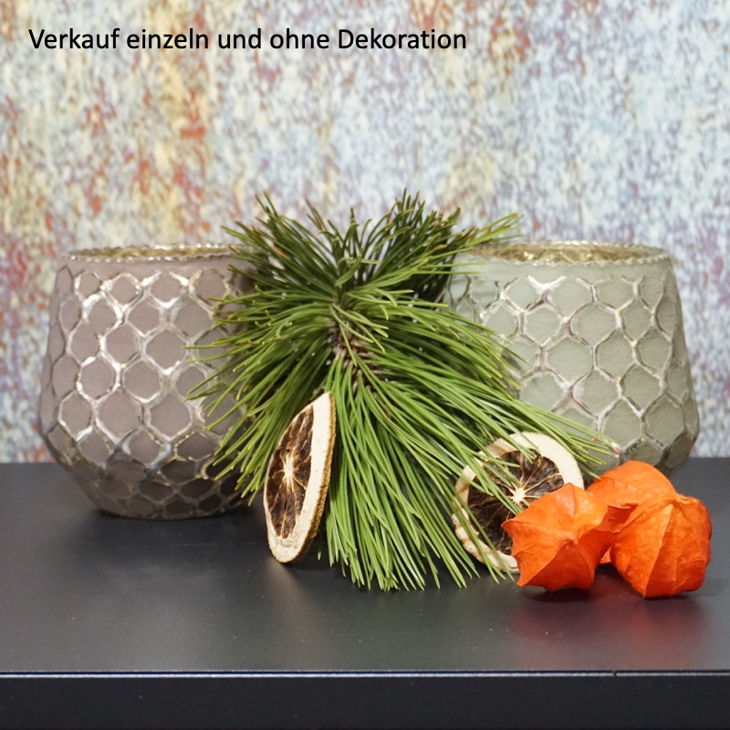 schöne Windlichter -Amaya- Salbei+Taupe (10cm)
