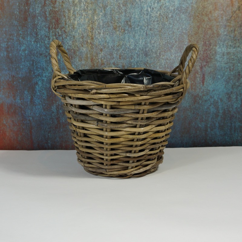 grauer Korb zum Bepflanzen (18cm)