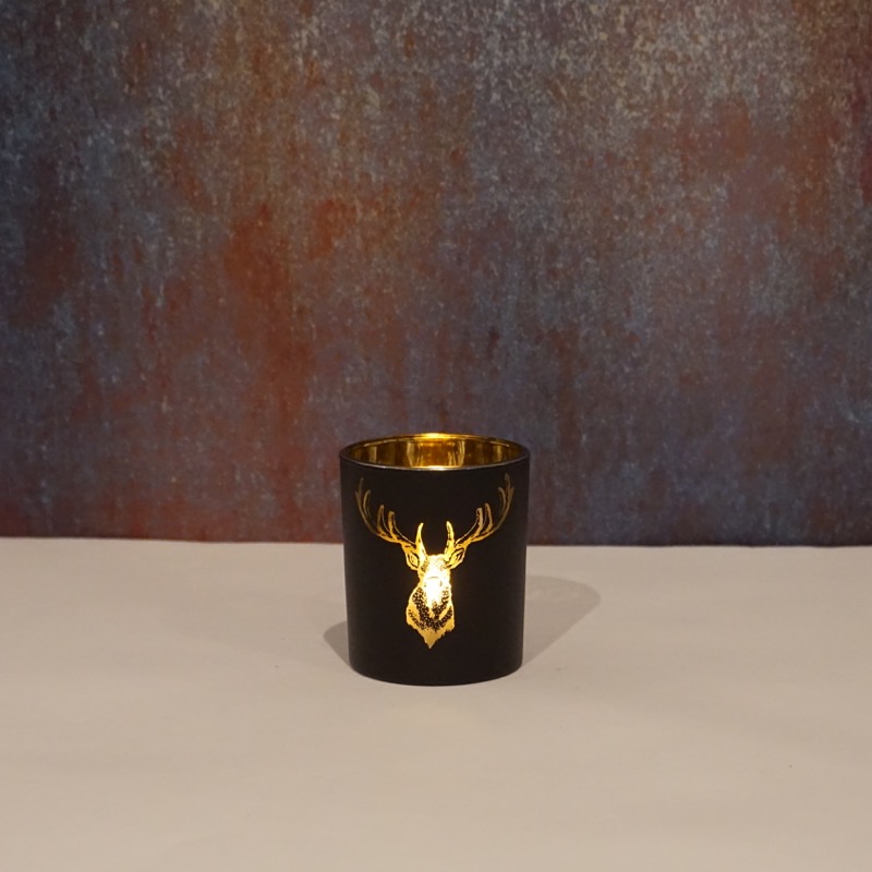 schwarzes Windlicht -Hirsch- (8cm)
