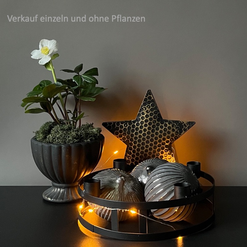 schwarzer Adventskranz aus Metall (Ø25cm)