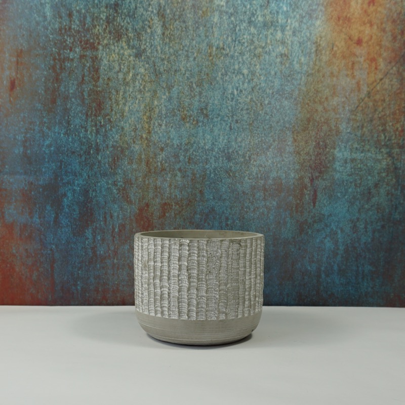 grau-weißer Zementtopf (Ø16,5cm)